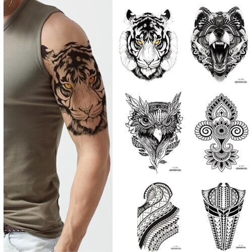 1 PIECE Temporary Tattoo Tiger 3D Realistic Waterproof Transfer Mens Womens
