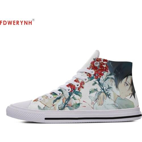 Womens Customized Casual Canvas Shoes Anime The Promised Yakusoku No Neverland Emma Ray Norman Cosplay Women Breathable Shoes