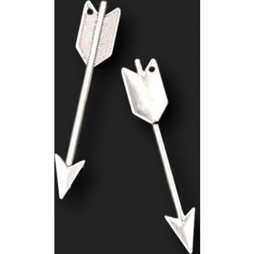 10pcs Silver Plated Arrow Alloy Pendant Retro Earrings Bracelet DIY Charms Jewelry Crafts Making 65*12mm A490