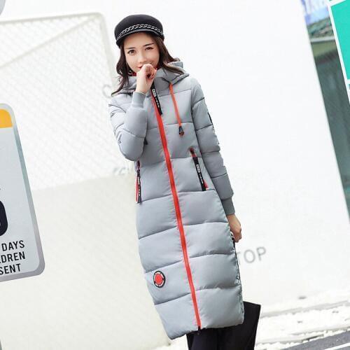 2018 Polyester Modal Zipper Slim Cotton Liner Full Flocking Limited Winter New Cotton Long Fund Hat Clothes Loose Coat Woman