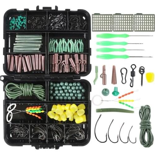 275Pc Carp Fishing Tackle Box Carp Hooks Fishing Accessories Anti Tangle Sleeve Quick Change Swivel Stoppers Carp Tackle