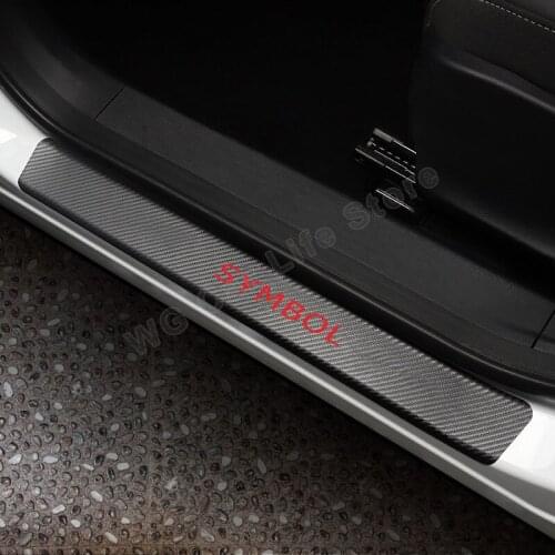 4PCS Carbon Fiber Car Door Sill Protector Stickers for Renault Symbol Car Styling