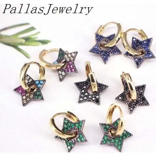 5Pairs Multi-color CZ Heart/Star Earrings For Women Romantic Cubic Zirconia Earrings Gold Color Party Wedding Jewelry Gift