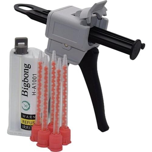 50ml White 10:1 AB Glue Adhesives with 5pc 10:1 Static Mixing Nozzles and 50ml 10:1 AB Glue Gun Dispenser Manual Caulking Gun
