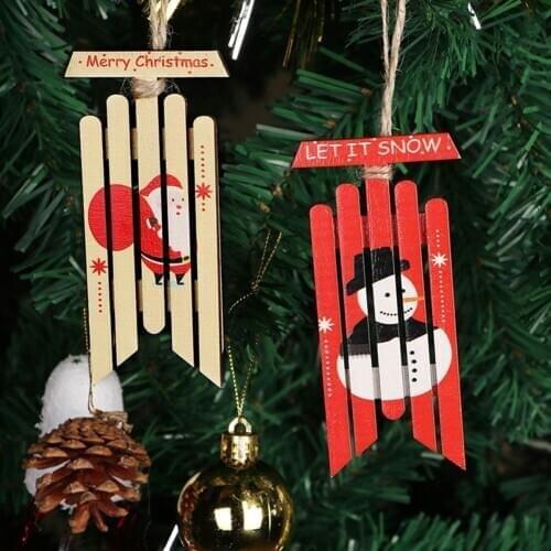 6pcs Christmas decorations, home shopping malls, Christmas tree dress up, wooden snowman, old man Christmas pendant