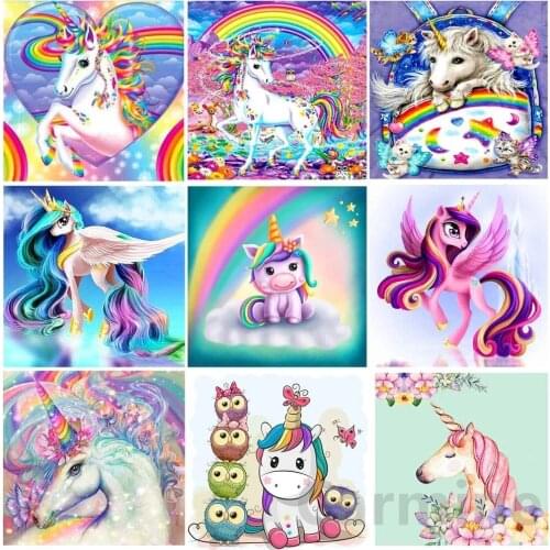 DIY 5D Diamond Painting Mosaic Cartoon Magic Unicorn Cross Stitch Embroidery Wall Art Full Round&Square Drill Home Decoration