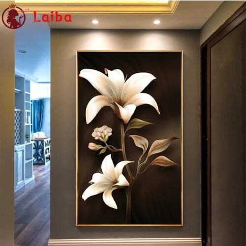 Diamond Embroidery Still life flowers, lilies Full Square round Diamond Mosaic Rhinestones Art Painting Cross Stitch Wall Decor