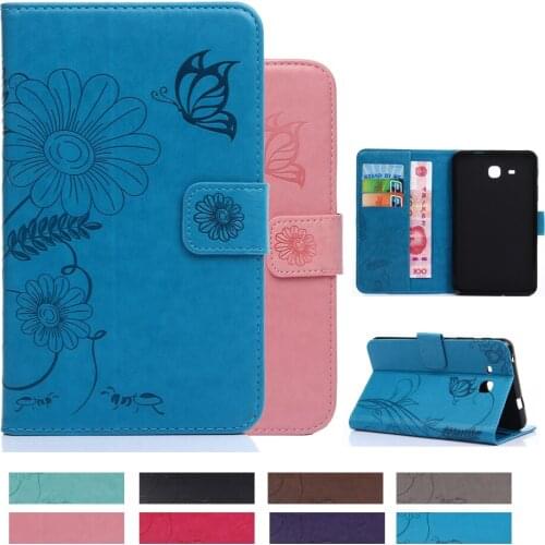 For Samsung Galaxy Tab T280 Cover 3D Emboss Butterflies PU Leather Flip wallet Shell Tab A (A6 7.0 inch) T285 stand Tablet Case
