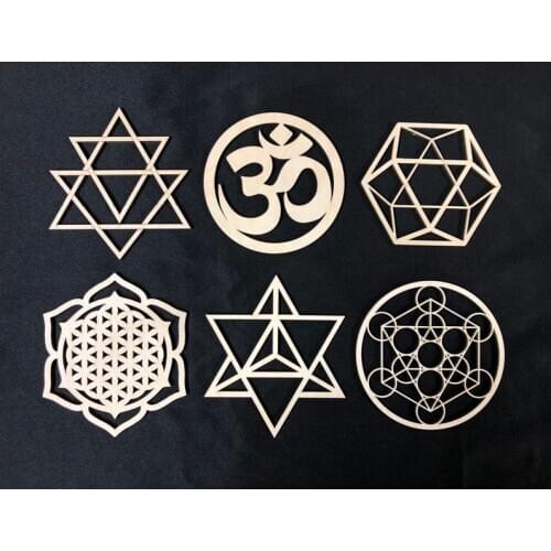 Flower Of Life Wooden Coaster Water Harmoniser Spiritual Crystal Grid Beverage coaster