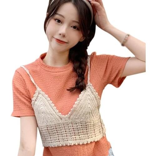 Women Camisoles Bralette SexyHalter Cami Knitted Bra Backless Beachwear Summer Tank Top