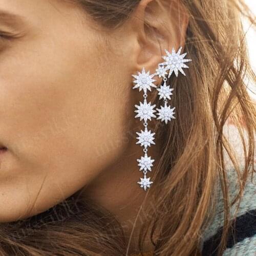 Exclusive Customization Full Austrian Crystal Nigerian African Indian Women Bridal Romantic Fashion Pendant drop earrings