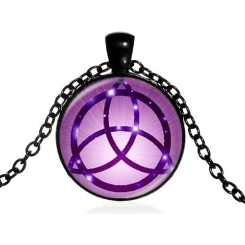 Purple triquetra necklace, men Jewelry, Trinity Symbol for Best Friends Pendant