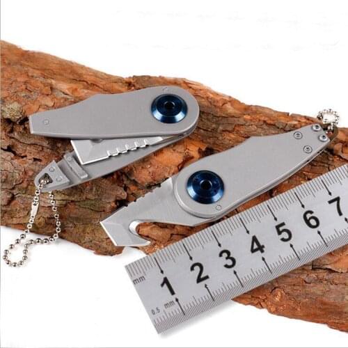 Freewolf Small Keychain Knife Outdoor Gear 440C Satin Blade Steel Handle EDC Pocket Tool With Bottle Opener