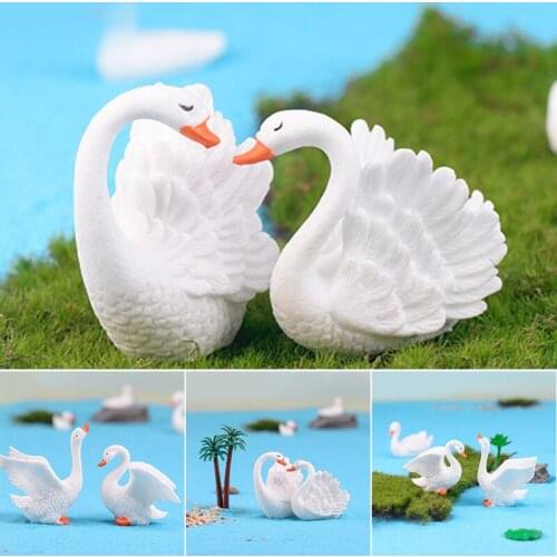HOT Mini Animal Figurine Resin Goose Swan Model Decoration Micro-landscape Fairy Garden Ornament for Fish Tank Bonsai