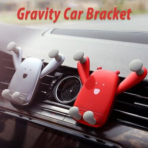 Gravity Car Phone Holder Air Vent Mount Cell Smartphone Holder For Phone In Car Smile Face Bear Mobile Phone Holder Stand GPS