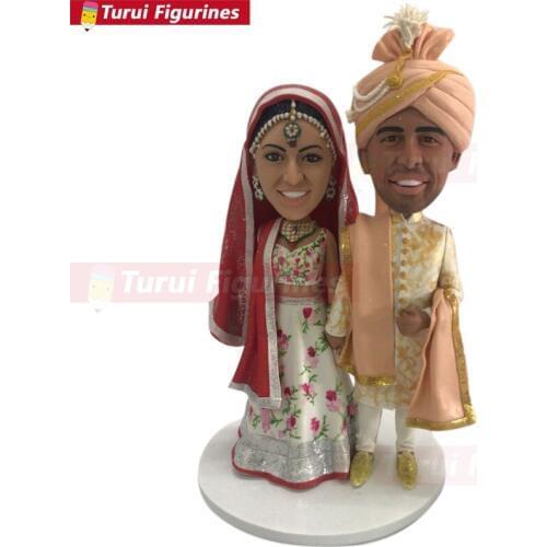 Indian Wedding Cake Topper Personalized custom bobblehead cake topper Wedding Bobble Head Indian Traditional Wedding doll design