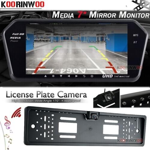 Koorinwoo Wireless Parking TFT LCD Car Monitor Media Player Bluetooth MP5 MP4 FM license Car Rear View Camera 16 Lights Back Up