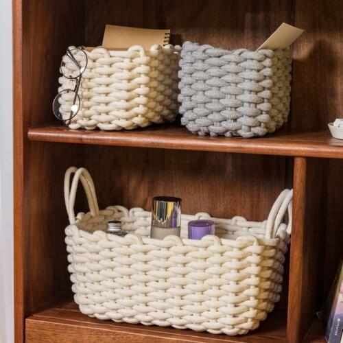 Cotton Rope Storage Basket Handmade Desktop Storage Box for Sundries Toy Underwear Organizer Fabric Clothes Laundry Basket