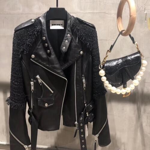 Sheep real ladies genuine leather women natural lambskin jacket