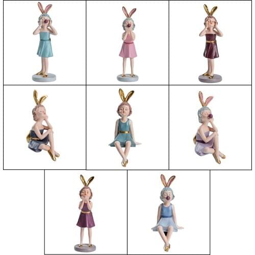 Mini Toot Bubble Blowing Girl Character Sculpture Crafts Resin TV Cabinet Living Room Micro-View Decoration Holiday Gift