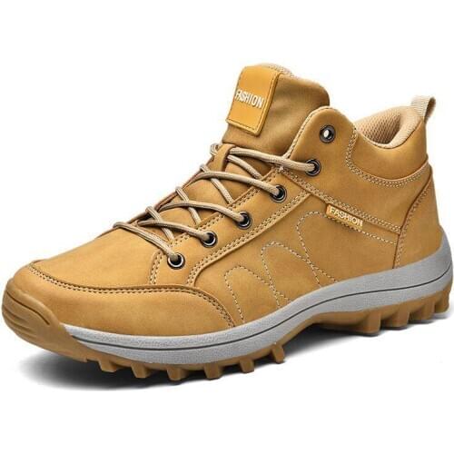 Brand Winter Men Casual Shoes Men Leather Sneakers Autumn Men Work Shoes Outdoors Non-slip Hiking Shoes Mens Shoes Size 39-48