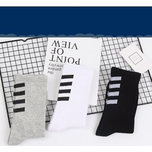 New Mens Tube Socks Stripe Fashion Pure Cotton European And American Fashion Breathable Socks Horizontal Bar Personalized Socks