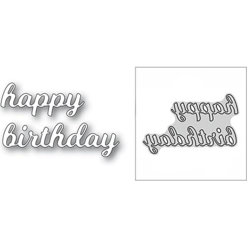 New 2021 Happy Birthday Cute Script Metal Cutting Dies for DIY Scrapbooking and Card Making Decorative Embossing Craft No Stamps