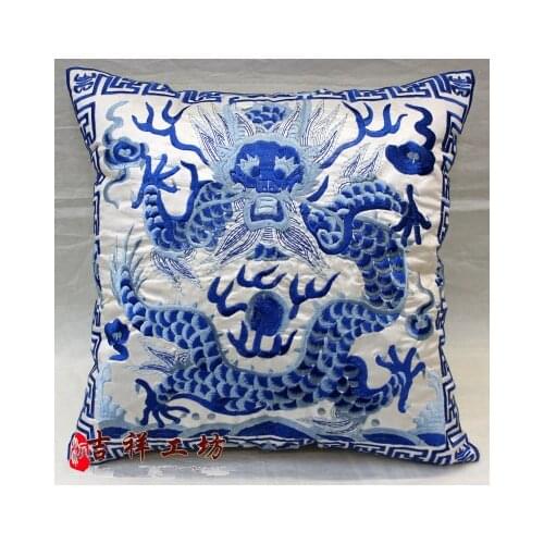 New Chinese Embroidered dragon Pillow Cushion Cover 5color
