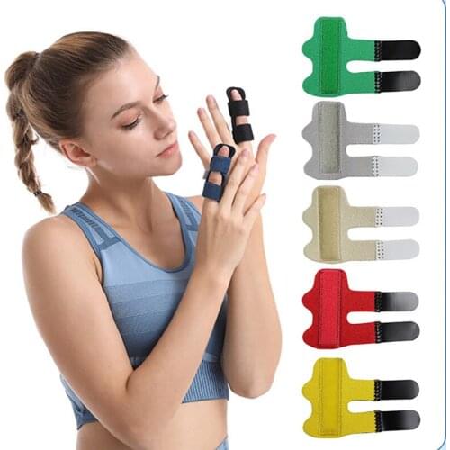 1Pcs Pain Relief Aluminium Finger Splint Fracture Protection Brace Corrector Support With Adjustable Tape Bandage 7Colors