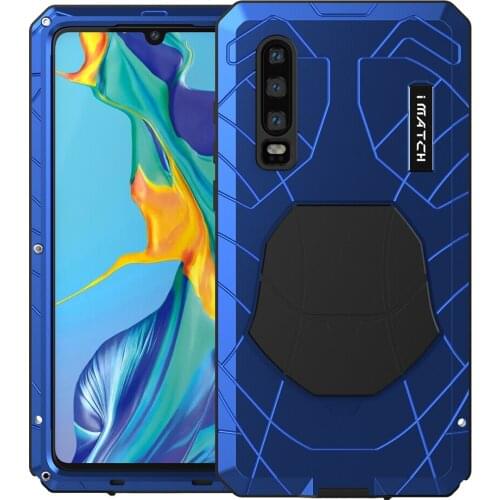 Original Imatch Phone Case Hard Aluminum Metal Tempered Glass Screen Protector Cover For Huawei P30 Lite / Pro Full Cover
