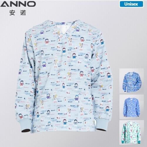 ANNO Hospital Autumn Winter Scrubs Tops Trousers Long Sleeves Nursing Uniform Dental Clinic Supplies Nurse Clothes Out Wear Coat