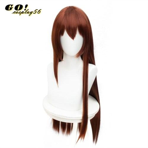 Anime Steins Gate Makise Kurisu Christina Assistant Brown Straight Long Wig Cosplay Wig 80cm Halloween for Women Costume Hair