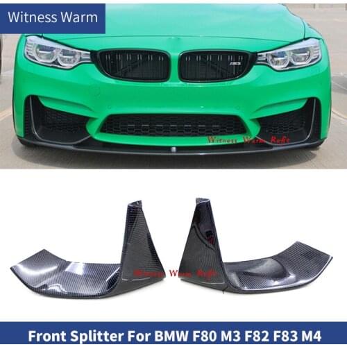 1 Pair M3 M4 Carbon Fiber Front Bumper Side Lip Splitter Apron for BMW F80 M3 Sedan F82 F83 M4 Coupe 2014- 2019