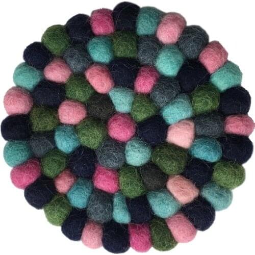 Handmade Wool Round Square Felt Coaster Felt Crafts Cup Pot Mat Christmas Tableware Decoration 10cm