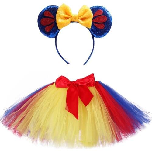 Snow White Tutu Skirt for Baby Girl Halloween Birthday Party Princess Costume Fluffy Kids Tutus Toddler Girls Tulle Skirt Outfit