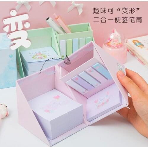 Pink Girl Heart Memo Pads Various Combinations Cute Cartoon sticky note Notes School Student Messages Sticky Note Paper