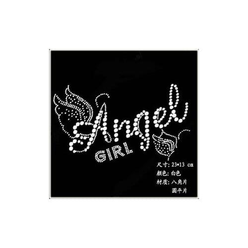 2pcs/lot Angel Rhinestones hot fix motif iron on crystal transfers design hot fix rhinestone Design stone