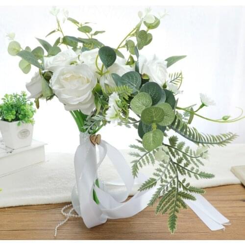 SESTHFAR Wedding Bouquet Artificial Roses Bridal Bridesmaids Bouquets Marriage Wedding Flowers Home Decoration