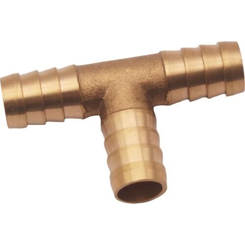 1/2" ID Hose Barb, Tee T Shaped 3 Way Union Fitting Intersection/Split Brass Water/Fuel/Air, 10*2*5cm