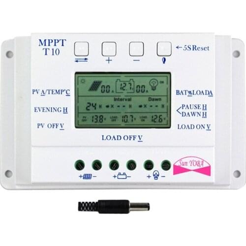 T10-12V24V10A solar street light controller temperature compensation Adjustable double time control PWM solar power controller