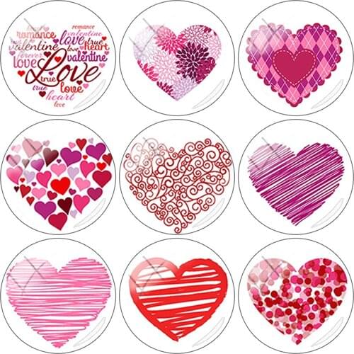 TAFREE Beautiful Lots of Red pink hearts 2019 NEW 12/15//16/18//20//25 mm Glass Cabochon Dome Flat Back DIY Jewelry Making HR01