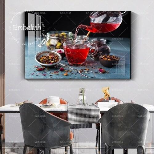 Embelish Fresh Fruits And Tea Into Cup Cool Wall Pictures Home Kitchen Decor Posters Resturants Posters HD Spray Canvas Painting