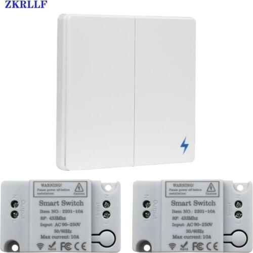 Smart Light Switch 433MHz AC110V 220V Wireless Wall Switches Remote Control 2 gang home Wall button Ceiling Lamp