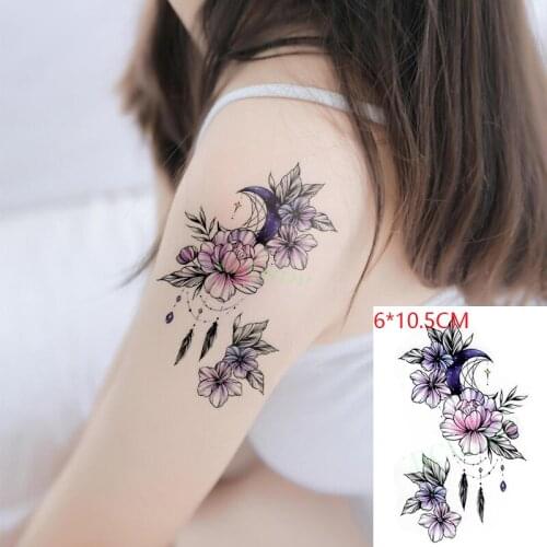 Waterproof Temporary Tattoo Sticker Moon Peony Flower Body Art Flash Tattoo Fake Tattoo for Women Men