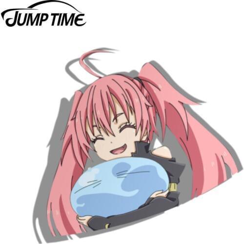 Jump Time 13cm x 11.7cm For Milim Nava Anime Car Sticker Bumper Window Helmet Decal Waterproof Car Decoration Kawii Graphic