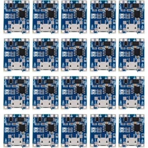 20 Pieces TP4056 Charging Module Battery Charging Board with Battery Protection 18650 BMS 5V Micro USB 1A 186 50 Charge Module