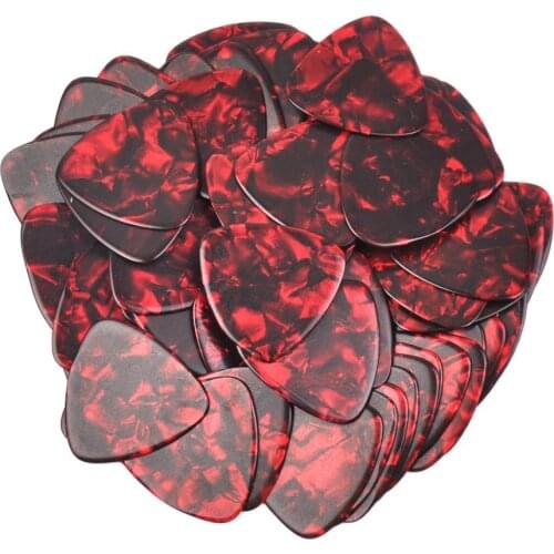 100pcs Heavy 0.96mm Rounded Triangle Guitar Picks Plectrums Blank Celluloid Pearl Red