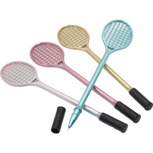 12 Pcs Gel Pen Writing Point 0.38mm Creative Stationery Cute Tennis Racket Modeling Badminton Racket Pencil Stylus Pen