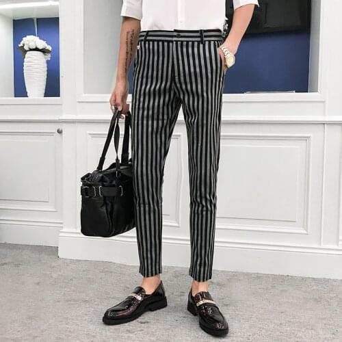 2021 Brand clothing Mens spring Leisure stripe Business suit pants/Male slim fit Business suit pants casual suit trousers S-5XL