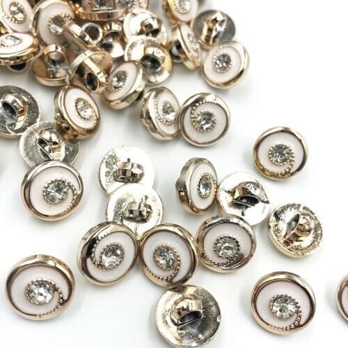 30/50/150PCS 13MM New Plating Buttons With Rhinestones Shank DIY Apparel Sewing Accessories Shirt PH323
